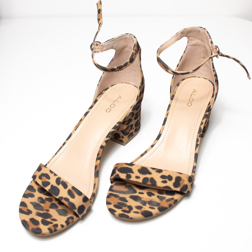 ALDO Women's Size 8, Cheetah Print 2" Chunky Heel with Straps
